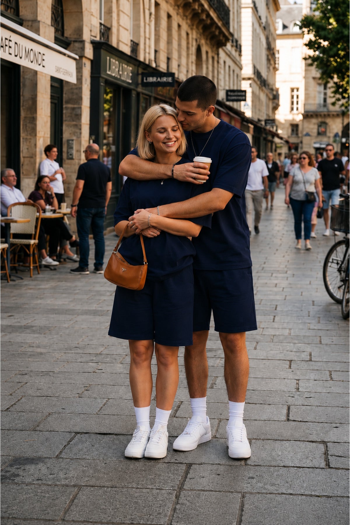 Unisex Kadin Erkek Çi̇ft Kullanimina Uygun Oversi̇ze Kisa Kollu Şort Takim (tek Adet ) - Lacivert - 3