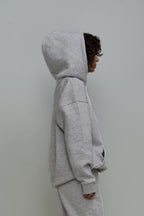 Kadın 3 İ̇plik İ̇çi Pamuklu Kanguru Cep Regular İ̇çi Pamuklu Oversize Sweatshirt - Gri - 2