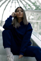 Kadın Pamuklu Bisiklet Yaka Sweatshirt - Lacivert - 2