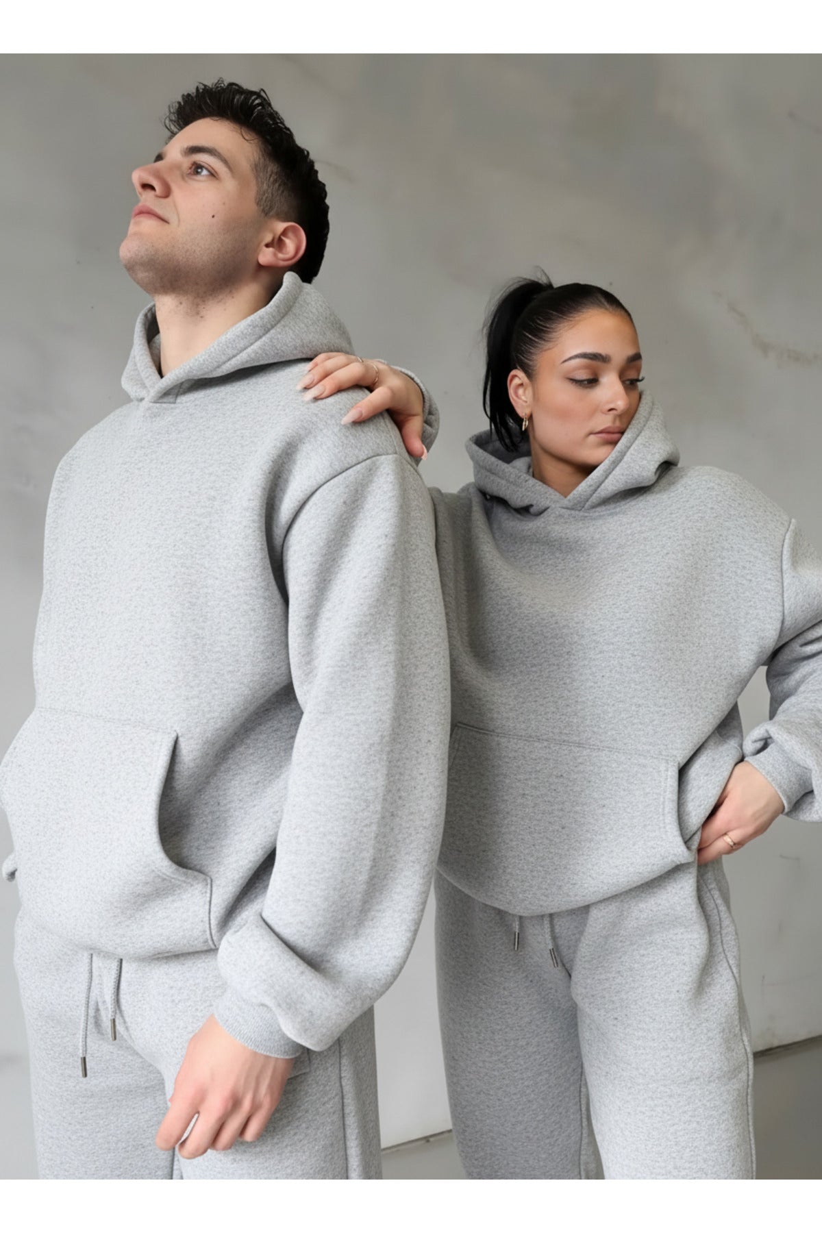 Unisex Çi̇ftleri̇n Kullanimina Uygun 3 İ̇pli̇k Eşofman Takimi (tekli̇) - Gri Melanj - 1