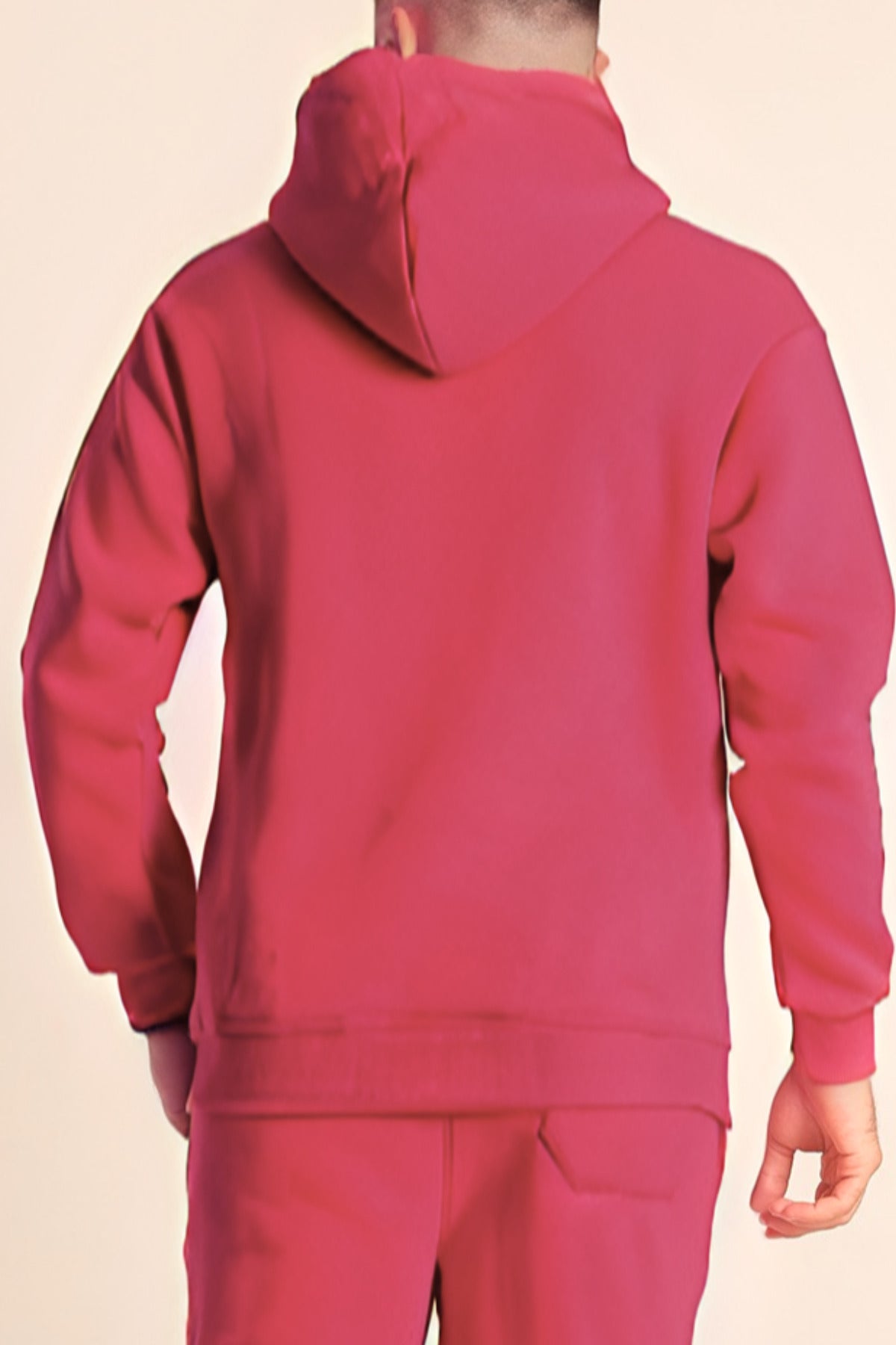 Erkek Rahat Kalın Pamuklu Kışlık Sweatshirt - Mürdüm Melanj - 3