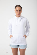 Kadın Beyaz İ̇çi Polar Sweatshirt Kapşonlu Cepli Günlük Stil Oversize White Hoodie - Beyaz/White - 2