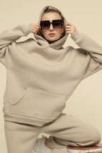 Kadın Salaş Bol Günlük Oversize Sweatshirt - Bej - 3