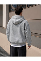 Erkek 3 İ̇pli̇k Fermuarli Kapüşonlu Oversi̇ze Rahat Sweatshirt Hirka - Gri Melanj - 3