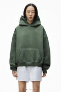 Kadın Kanguru Cep Regular Kalıp 3 İ̇plik Şardonlu Baskısız Okul Sweatshirt - Haki - 1