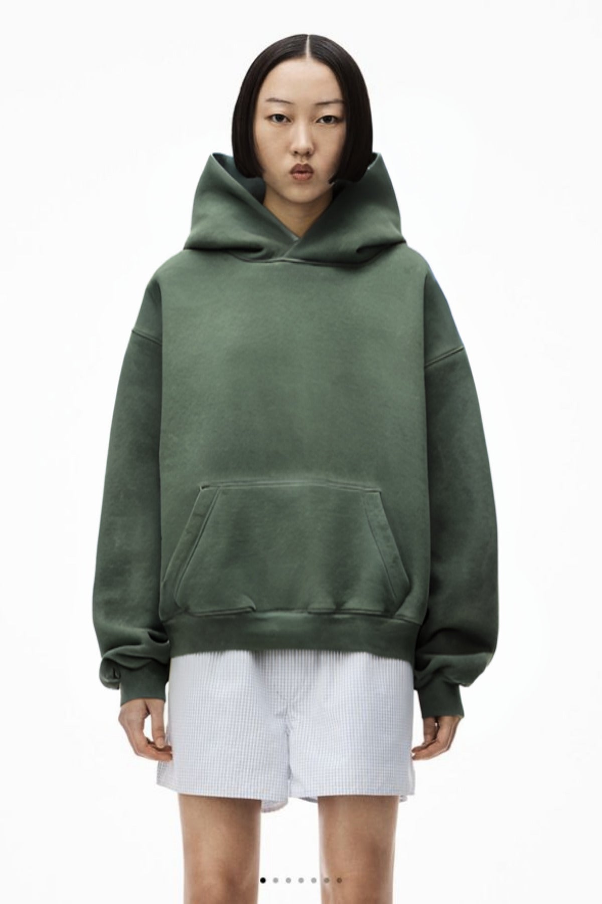 Kadın Kanguru Cep Regular Kalıp 3 İ̇plik Şardonlu Baskısız Okul Sweatshirt - Haki - 1