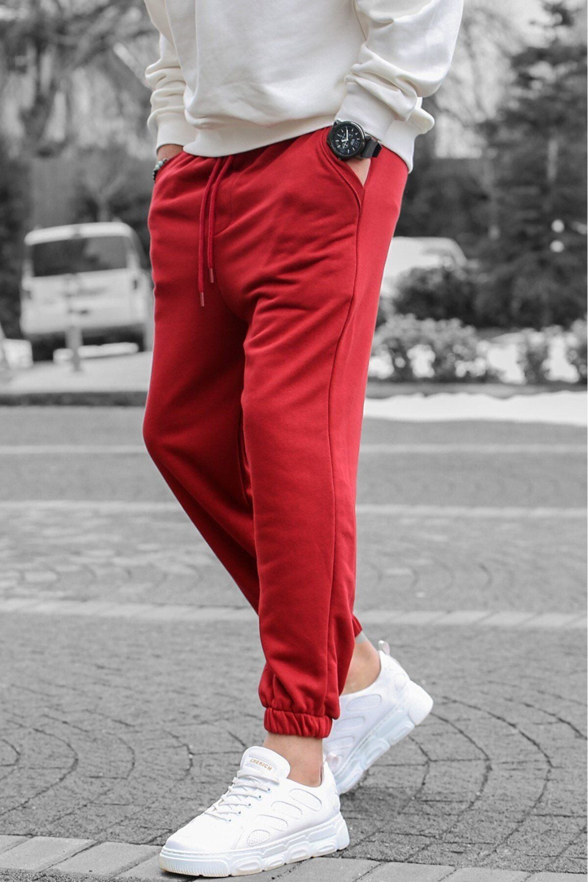 Bordo Basic Erkek Eşofman Altı - Burgundy - 1