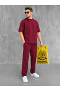 Oversize Salaş Kesim Premium Takım Kombin Rahat Kalıp Unisex İ̇kili Takım - Bordo - 1