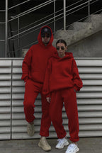 Unisex 3 İ̇pli̇k Şardonlu Oversi̇ze Çi̇ftleri̇n Kullanimina Uygun (tekli̇) - Kırmızı - 2