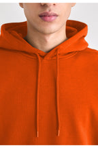 Erkek Düz Okul Lise Hoodie Sweatshirt - Turuncu - 2
