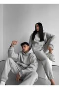 Unisex Oversi̇ze Çi̇ftleri̇n Kullanimina Uygun Eşofman Takimi ( Ürün 1 Takim) - GriMelanj - 1