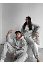 Unisex Oversi̇ze Çi̇ftleri̇n Kullanimina Uygun Eşofman Takimi ( Ürün 1 Takim) - GriMelanj - 1