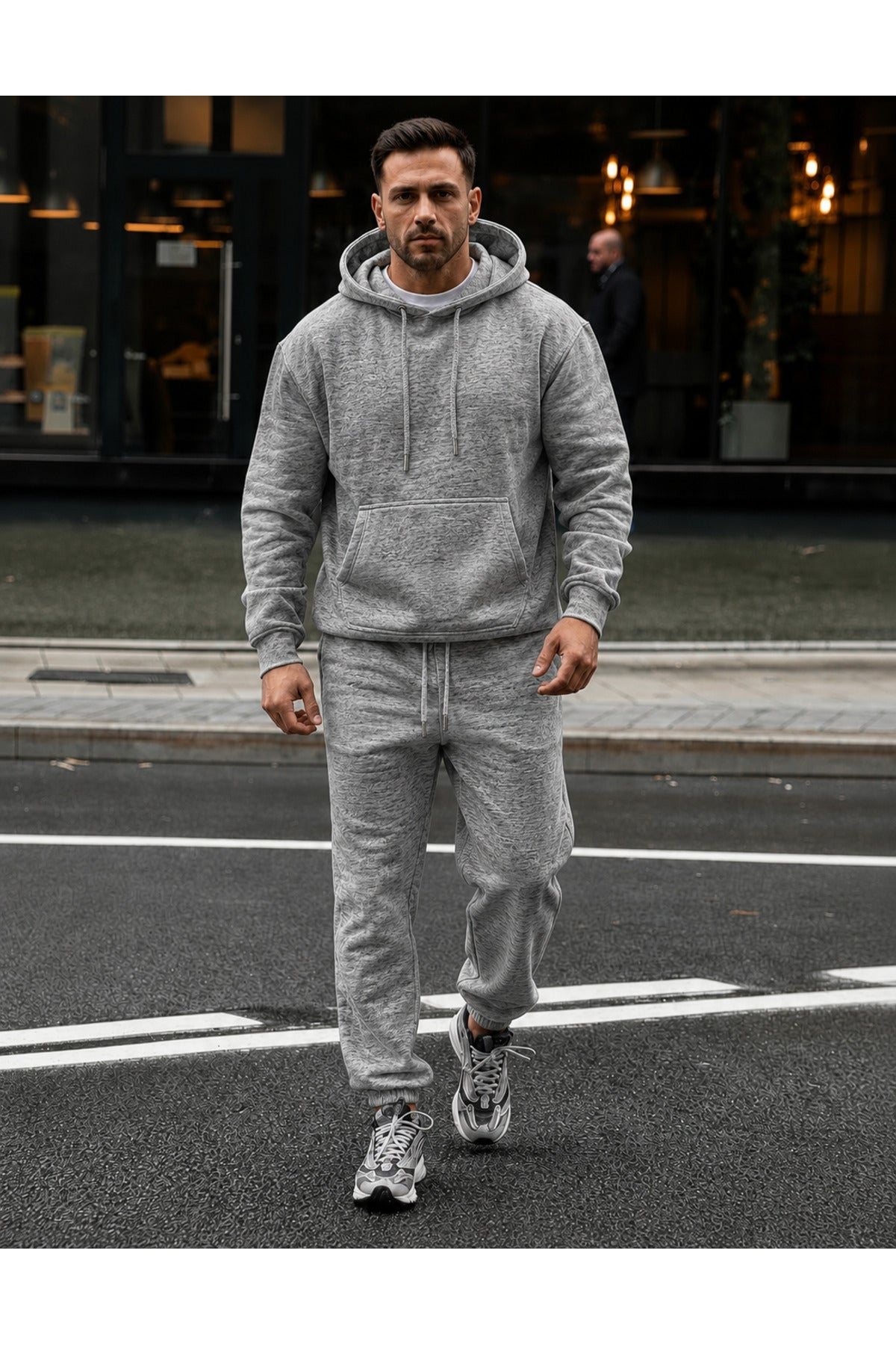Erkek 3 İ̇pli̇k Kapüşonlu Jogger Lasti̇k Paça Eşofman Takimi - Grimelanj - 1