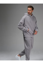 Erkek 3 İ̇pli̇k İ̇çi̇ Pamuklu Kalin Jogger Eşofman Takimi - Gri - 4