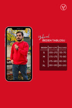 Erkek Kırmızı Bisiklet Yaka İçi Polarlı 3 İplik Pamuklu Regular Fit Unisex Sweatshirt - Kırmızı - 8
