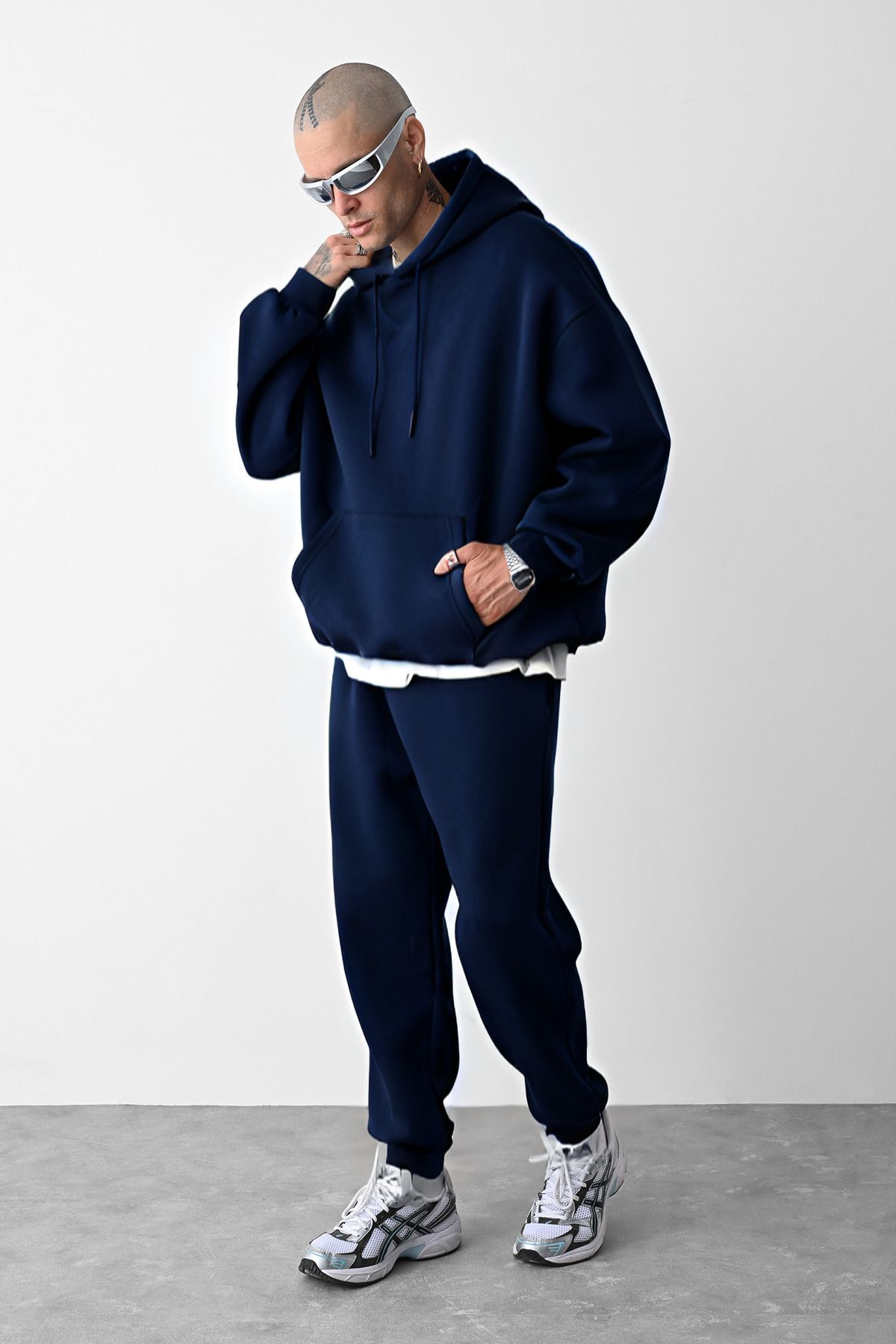 Erkek Oversi̇ze Jogger Laci̇vert Eşofman Takimi - Lacivert - 4