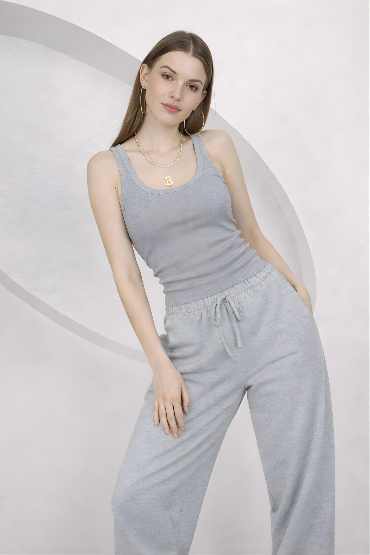 Kadin Fi̇ti̇lli̇ Kalin Askili Esnek Body Atlet - Gri - 2