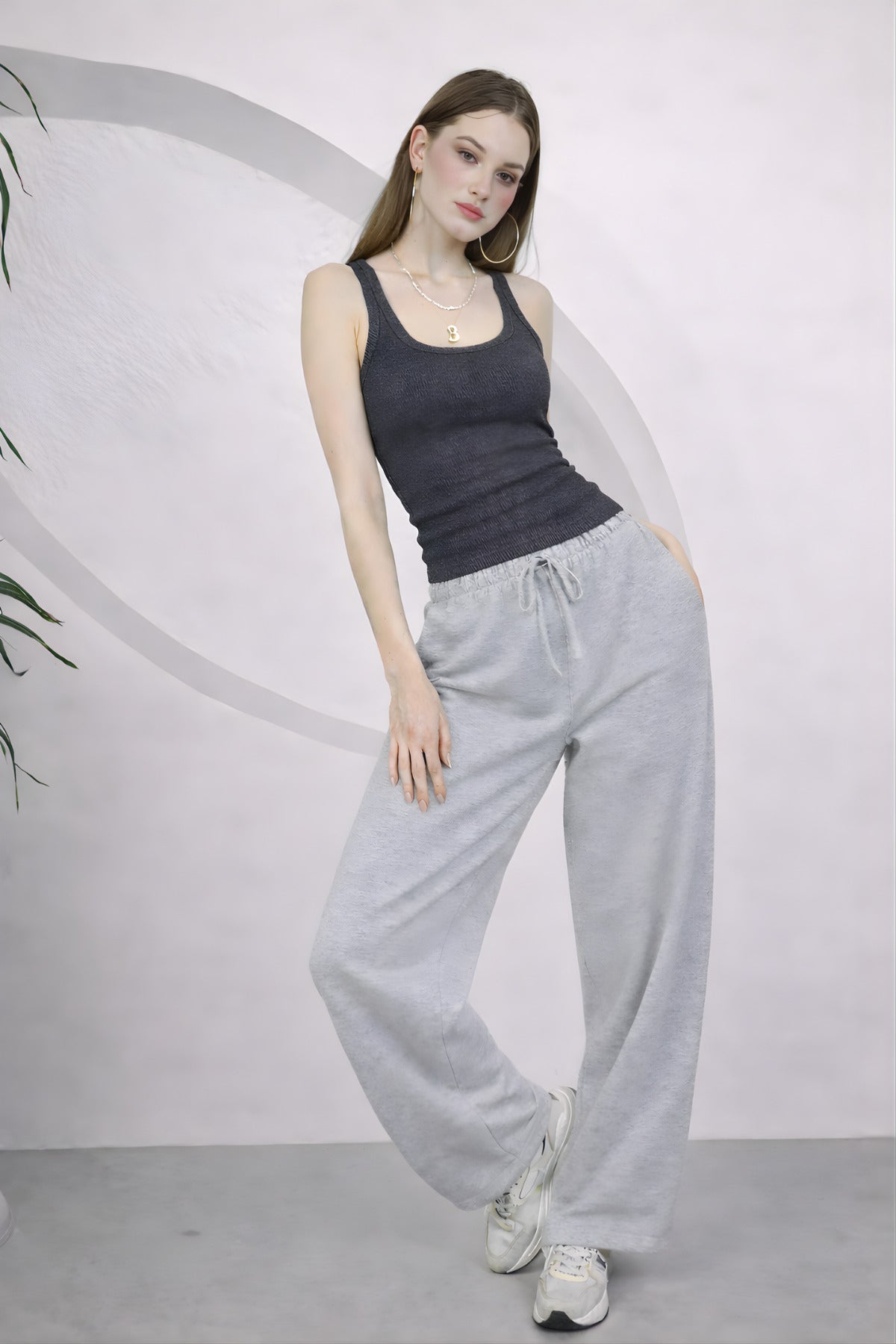 Kadin Fi̇ti̇lli̇ Kalin Askili Esnek Body Atlet - Antrasit Melanj - 3