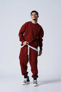 Basic Erkek Bisiklet Yaka Sweat Ve Eşofman Takım - Bordo - 1