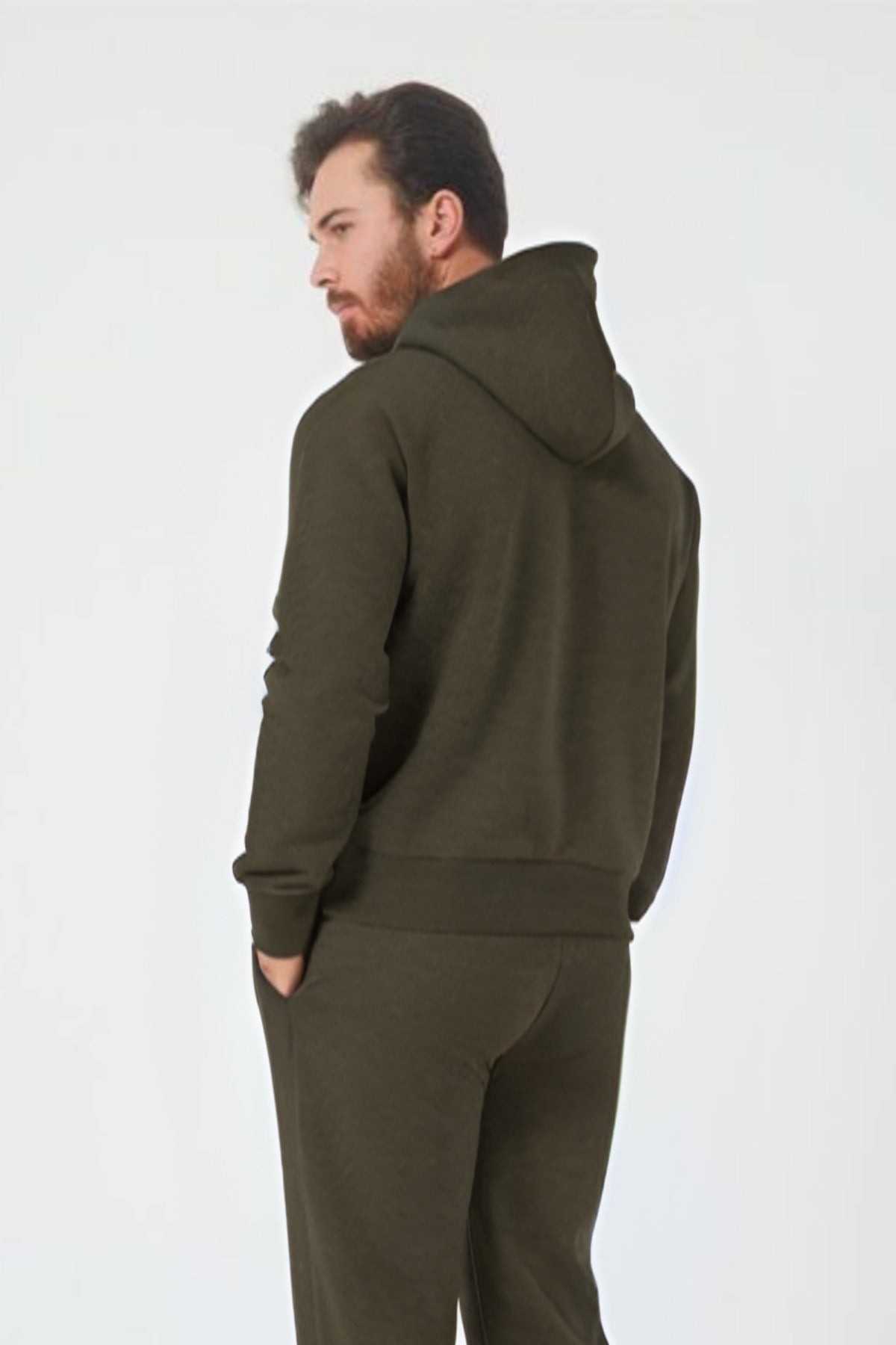Erkek Trend Model Kanguru Cep Sweatshirt - Haki - 2