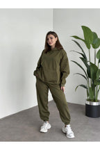 Kadın Haki Brooklyn Oversize Kapşonlu Alt Üst Eşofman Takımı - Haki - 1
