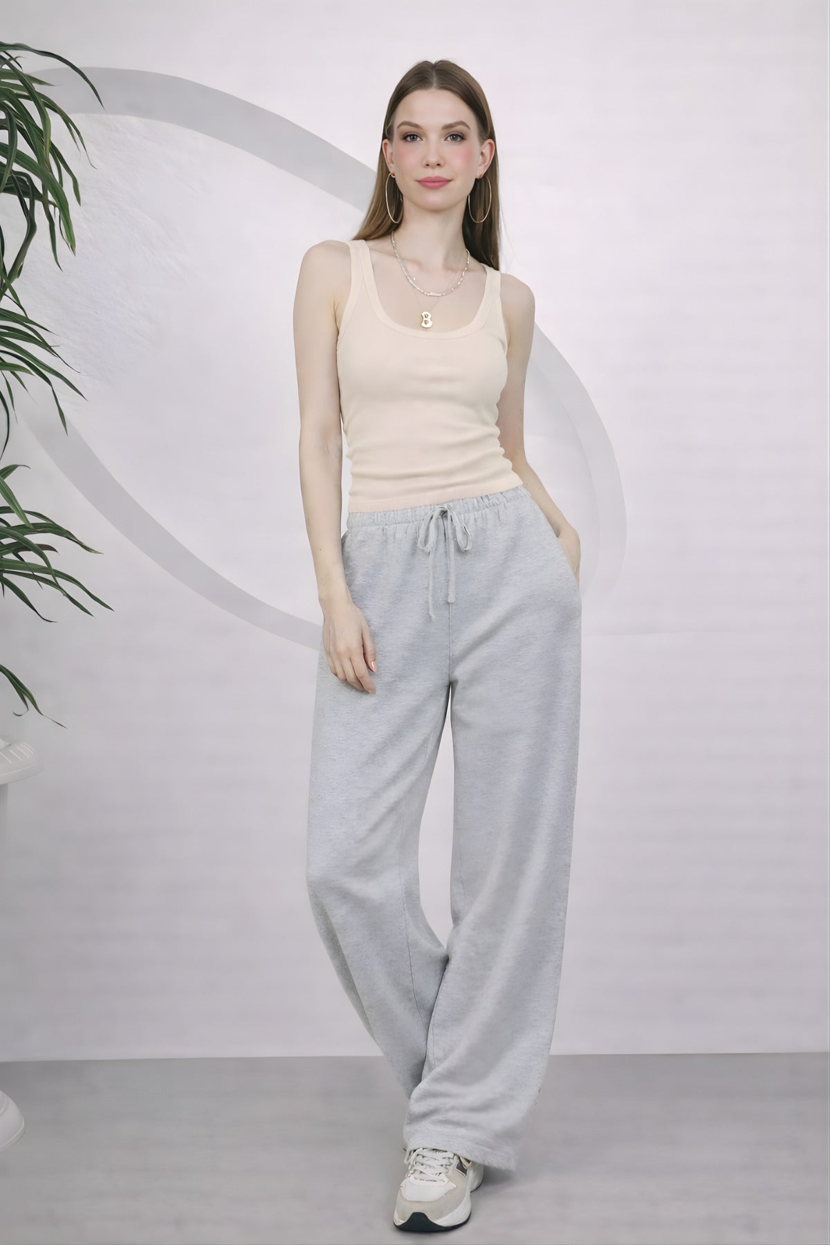 Kadin Fi̇ti̇lli̇ Kalin Askili Esnek Body Atlet - Bej - 1