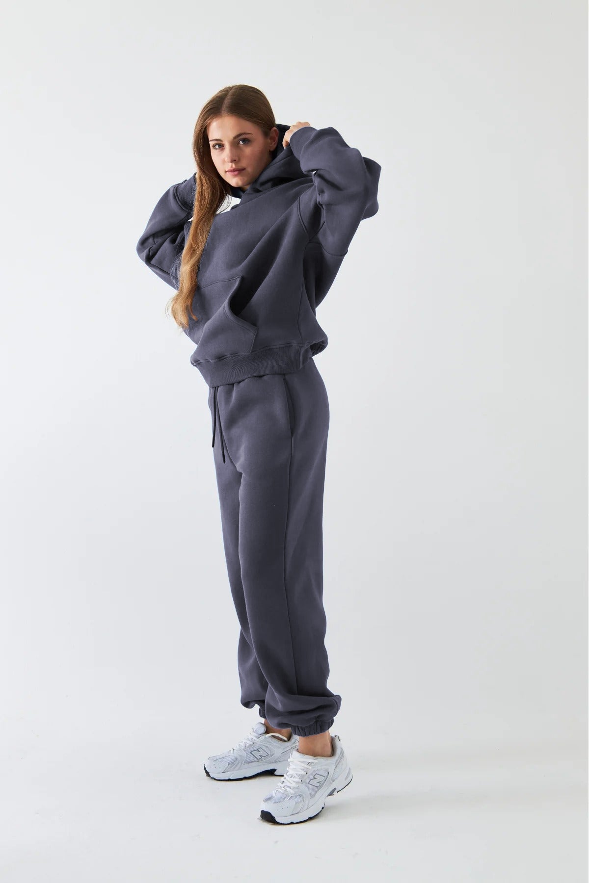 Kadın Oversize Basic Eşofman Takımı - Füme - 1
