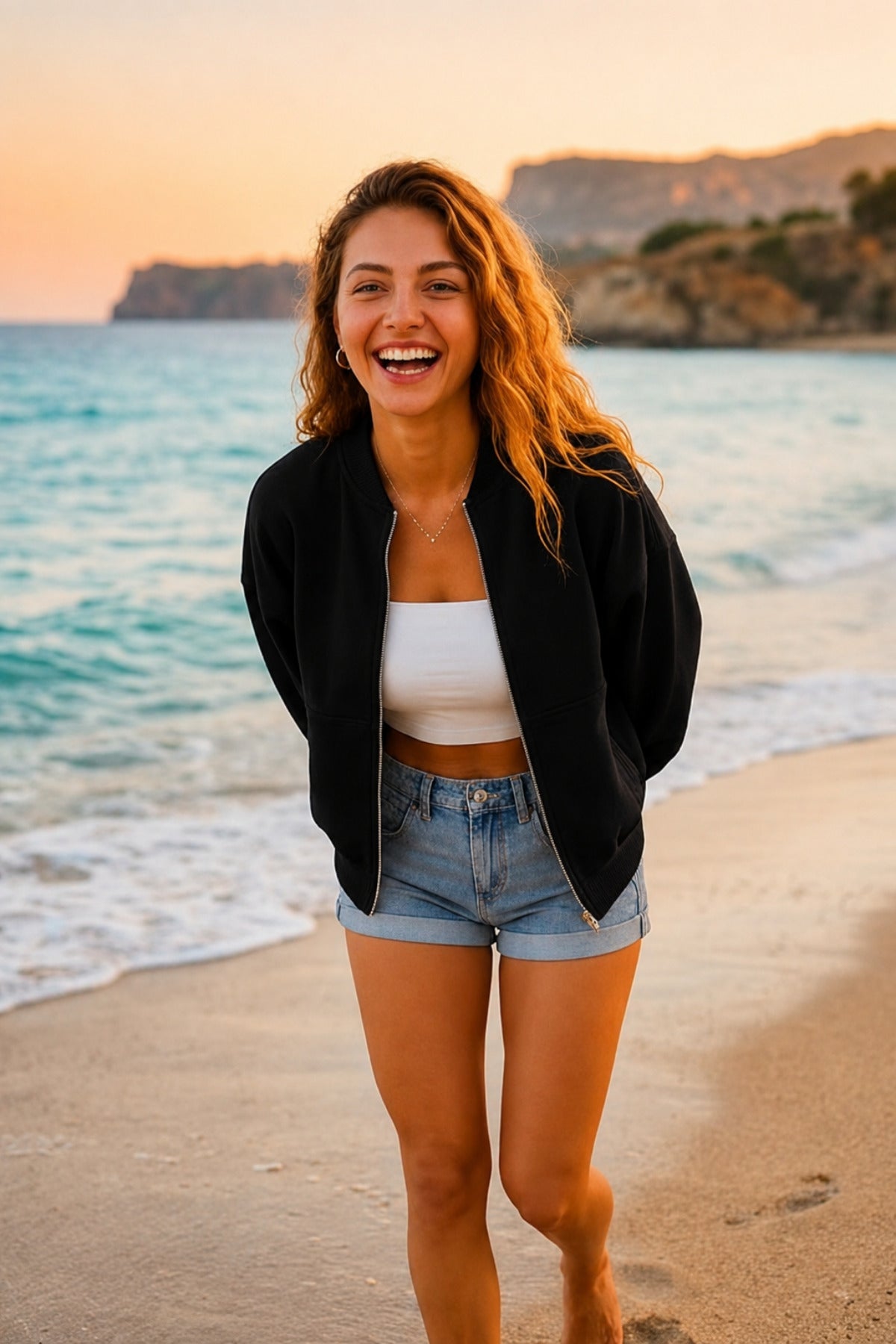 Kadın Fermuarlı Oversize Basic Mevsimlik Günlük Ceket - Siyah - 2