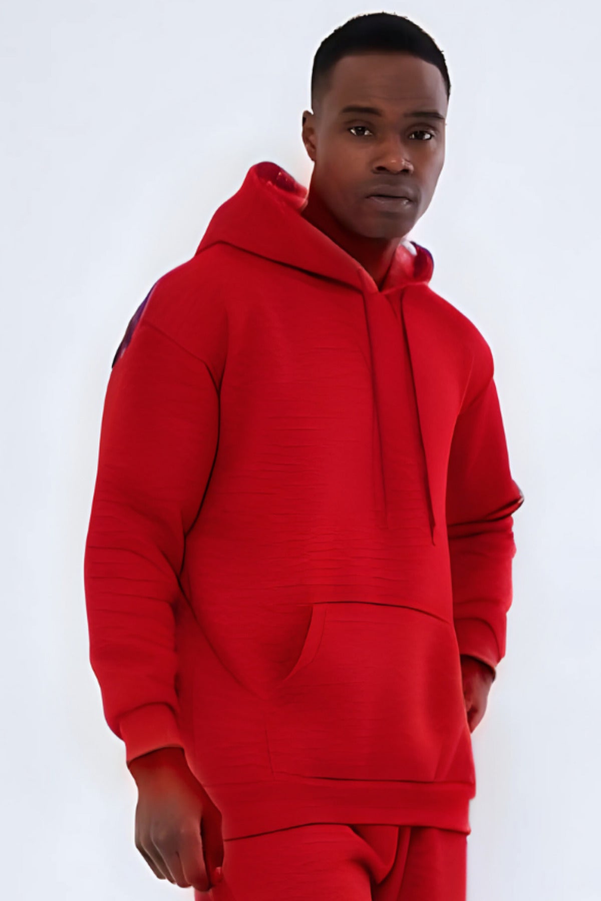 3iplik Bisiklet Yaka Kalın Sweatshirt Pamuklu - Kırmızı - 2