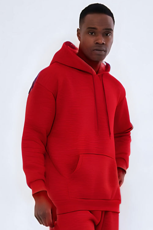 3iplik Bisiklet Yaka Kalın Sweatshirt Pamuklu - Kırmızı - 2