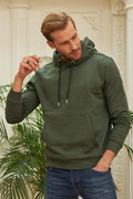 Erkek Kapşonlu Kanguru Cep Basic Sweatshirt - Haki - 1
