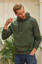 Erkek Kapşonlu Kanguru Cep Basic Sweatshirt - Haki - 1
