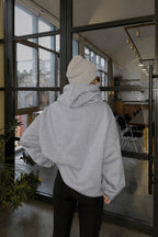 Kadin Gri̇melanj 3 İ̇pli̇k Şardonlu Yumuşak Oversi̇ze Kapüşonlu Sweatshirt - Gri Melanj - 3