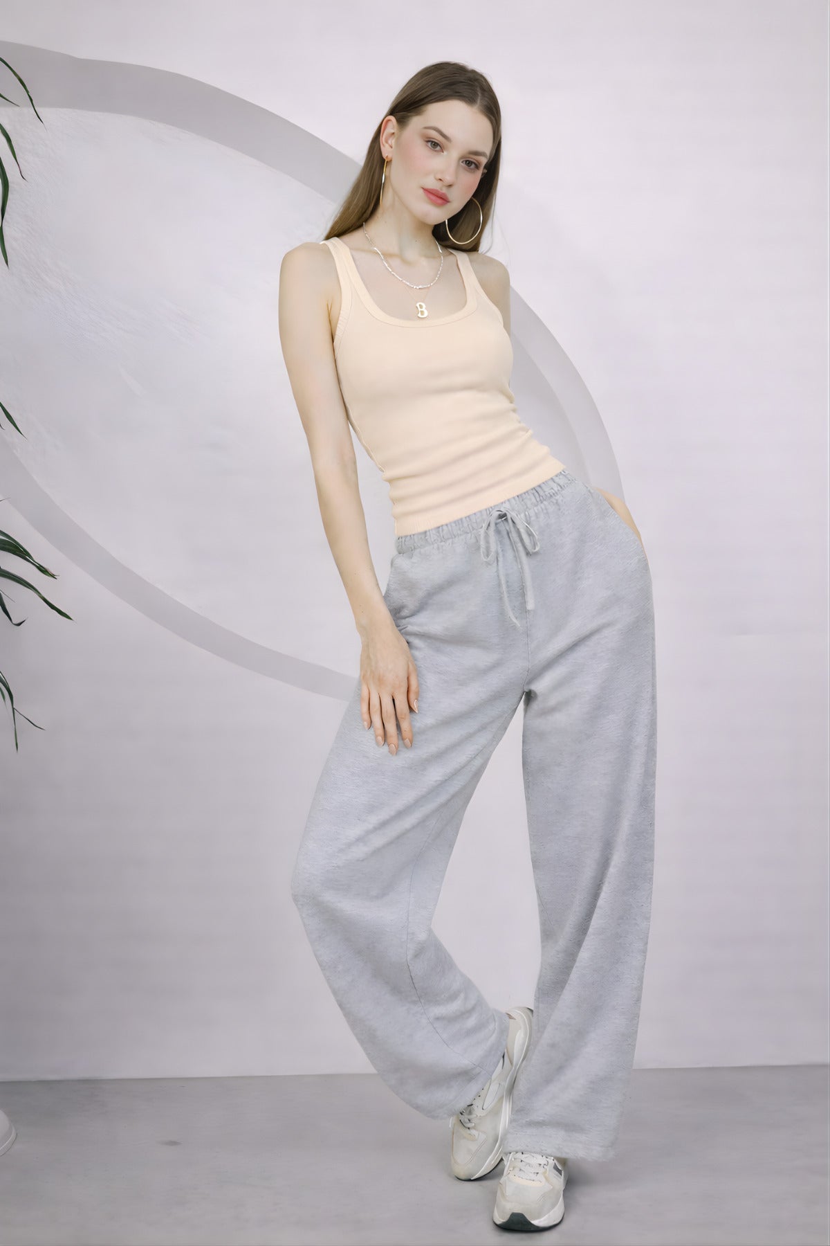 Kadin Fi̇ti̇lli̇ Kalin Askili Esnek Body Atlet - Bej - 3