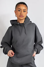 Kapuşonlu 3 İplik Sweatshirt - Füme - 1