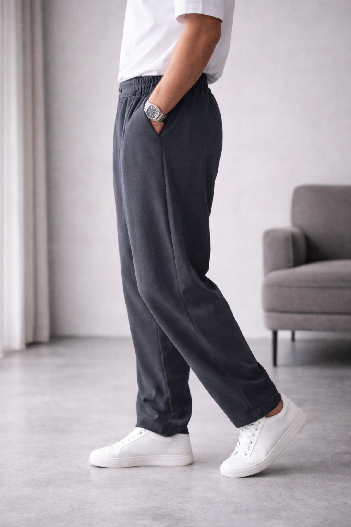 Erkek Rahat Kesim Baggy Pantolon Premium Seri - Füme - 3