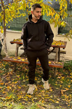 Efsane Oversize 3iplik Kalın Eşofman Takımı Unisex - Siyah - 3