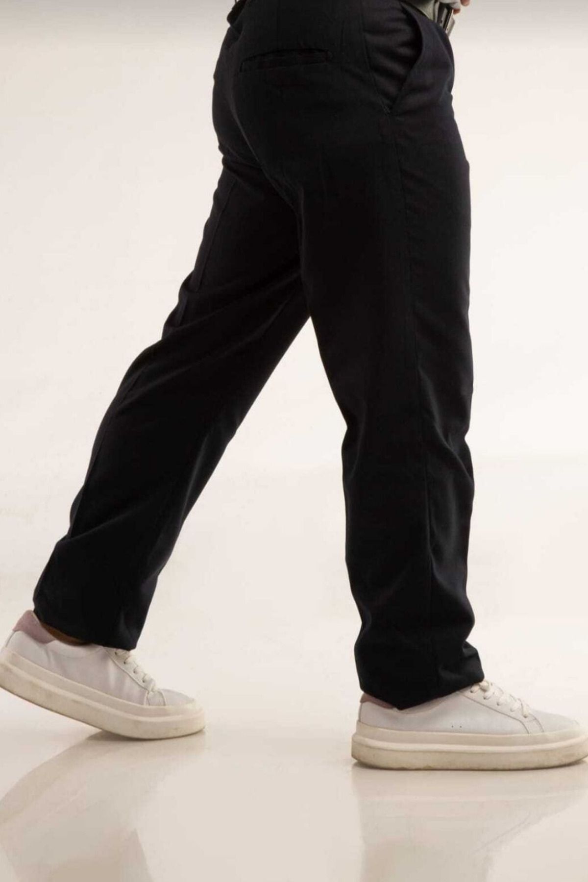 Genç Lise Boy Okul Pantolonu Dokuma Kumaş Pantolon - Lacivert - 4