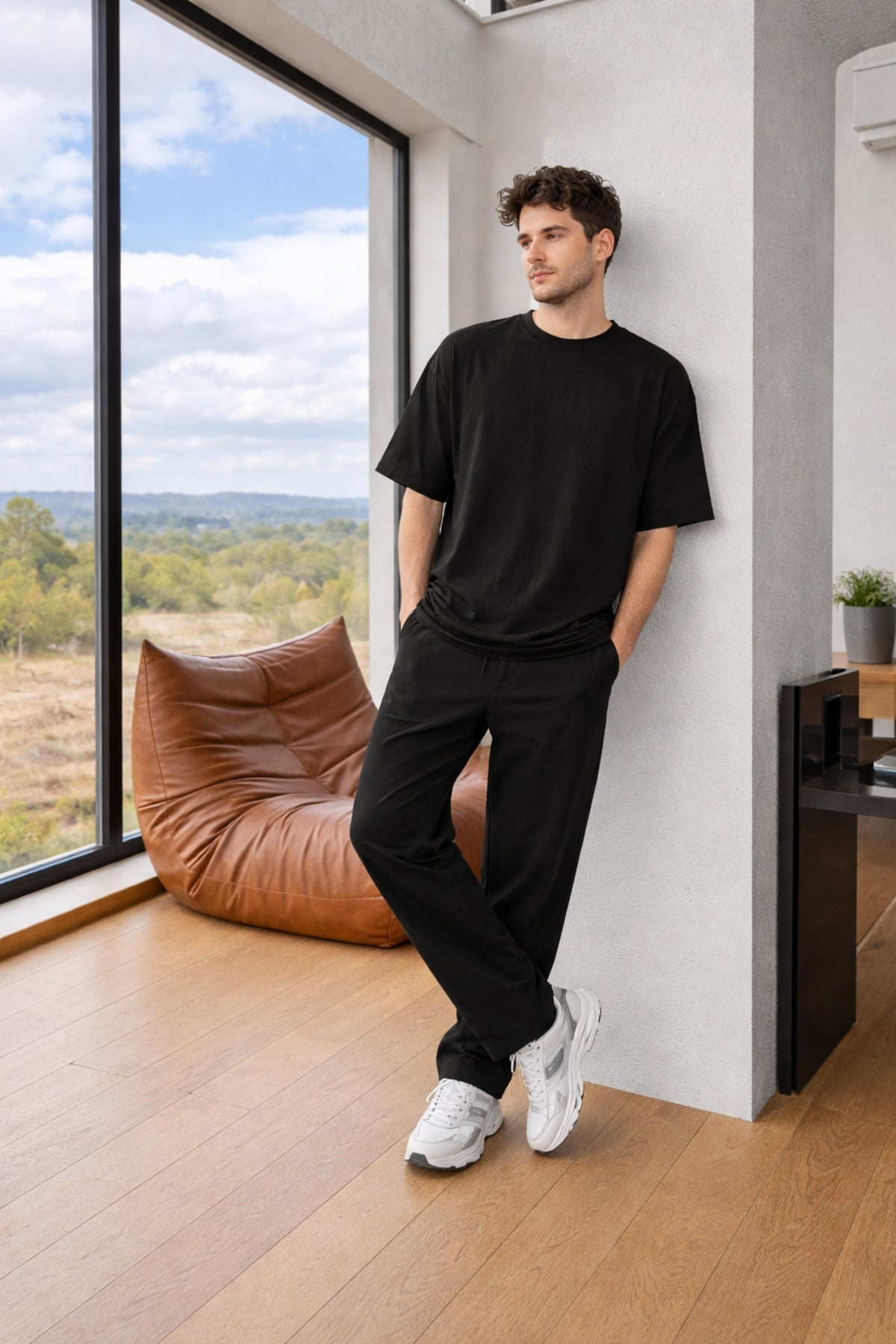 Yeni Sezon Erkek Oversize Takım Trend Model - Siyah - 3