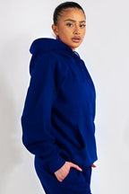 Kapuşonlu 3 İplik Sweatshirt - Mavi - 3