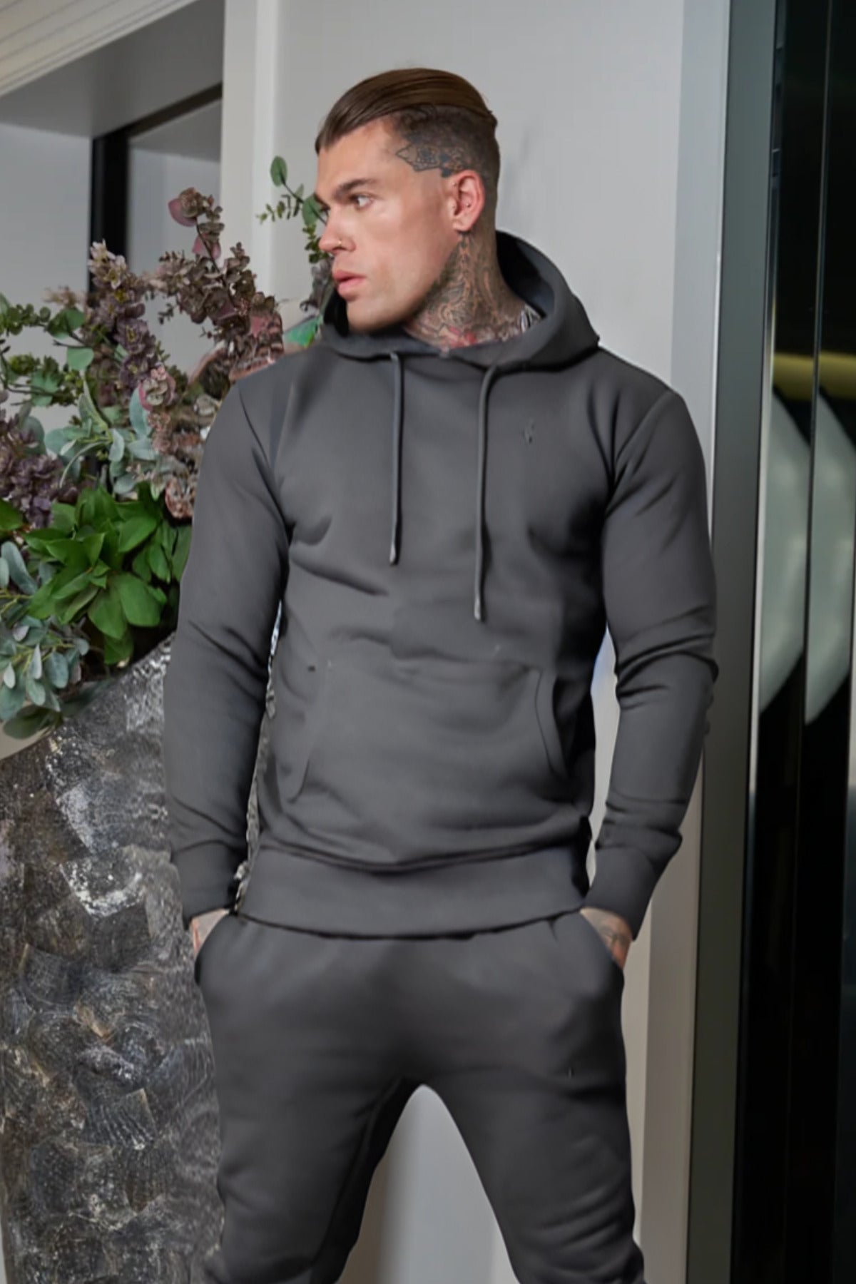 Erkek Esnek Kaliteli Spor Model Sweatshirt - Füme - 3