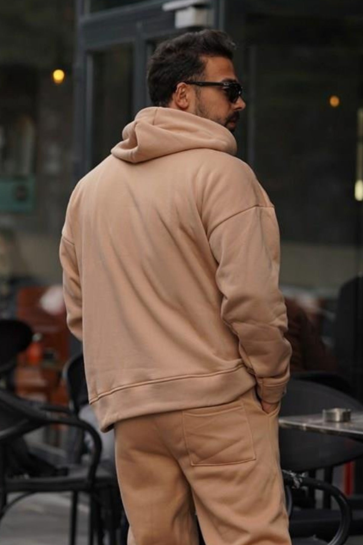 Erkek Premium Kaliteli Kışlık Hoodie Sweatshirt - Vizon - 3