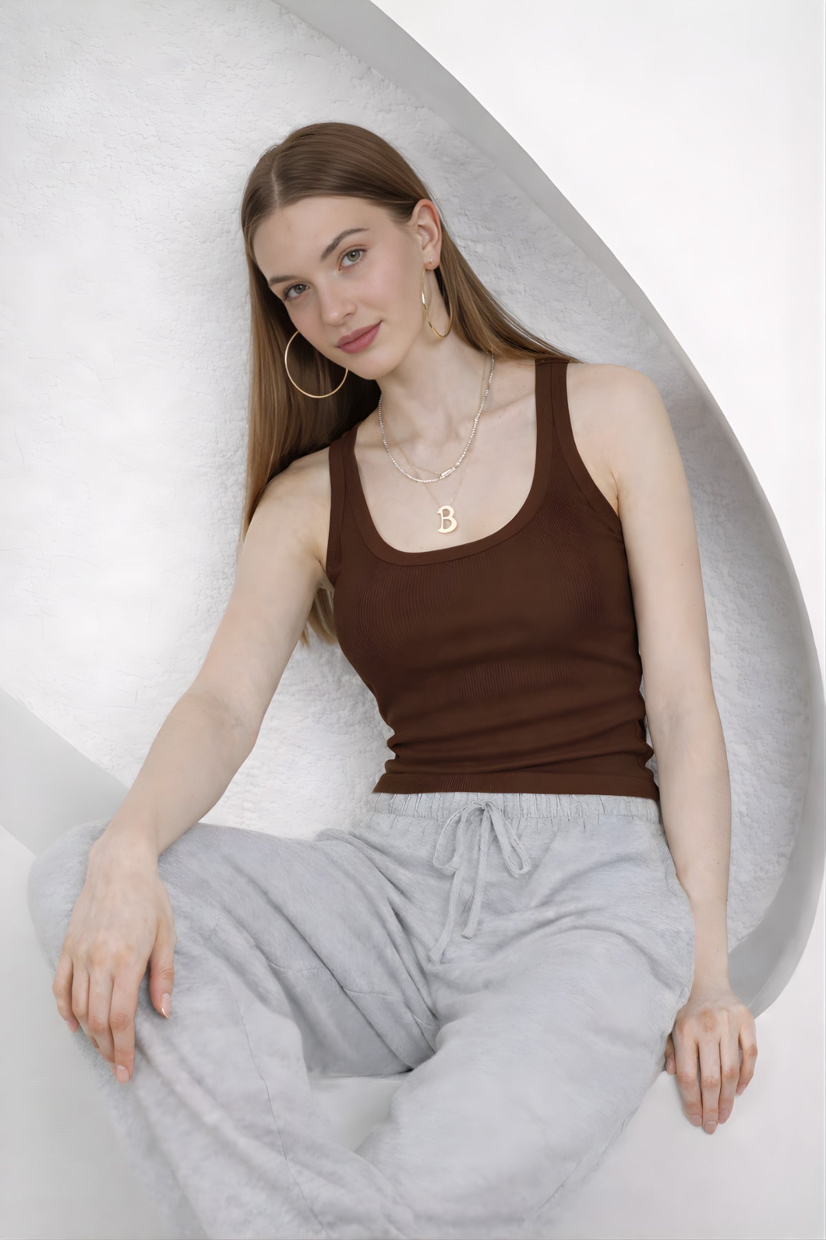 Kadin Fi̇ti̇lli̇ Kalin Askili Esnek Body Atlet - Kahverengi - 5