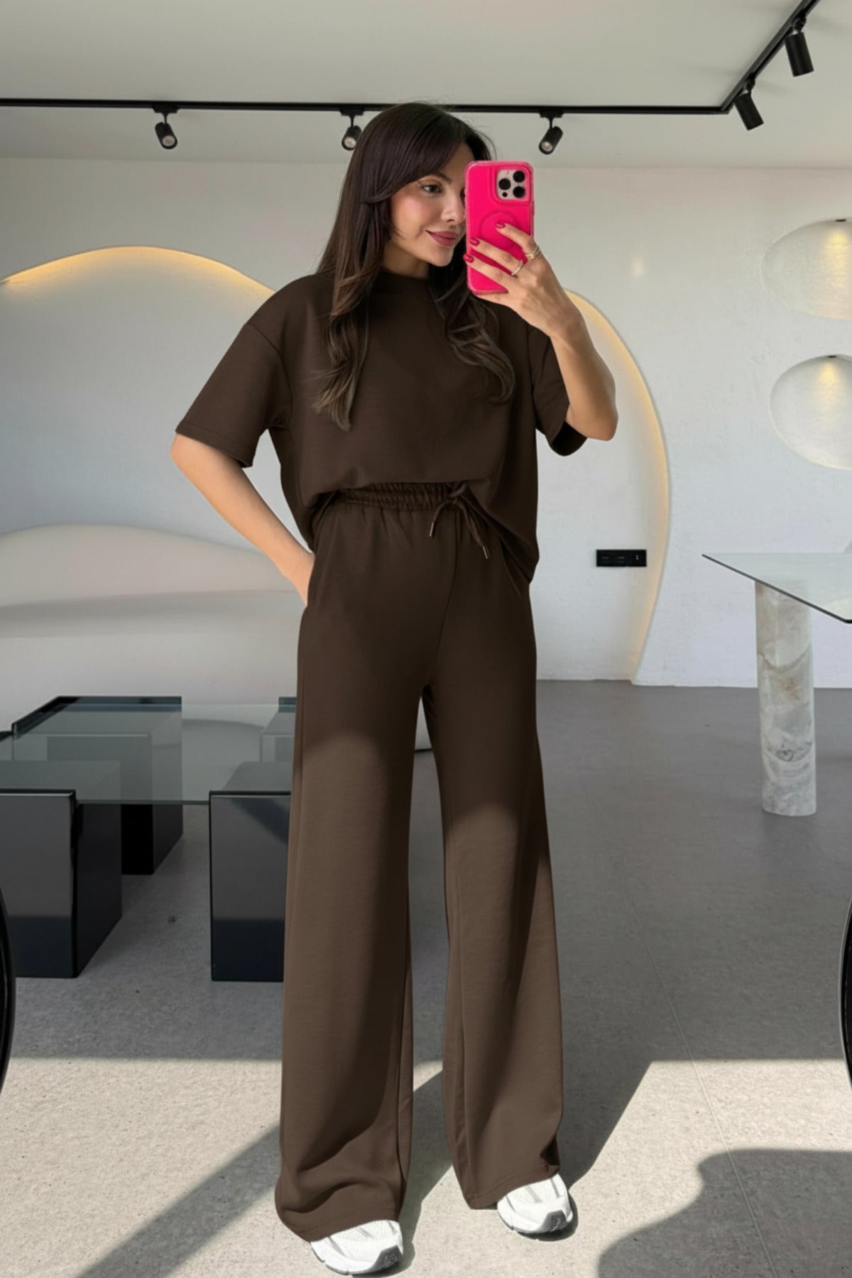 Kadın Trend Model Yazlık Alt Üst Takım - Kahverengi - 1