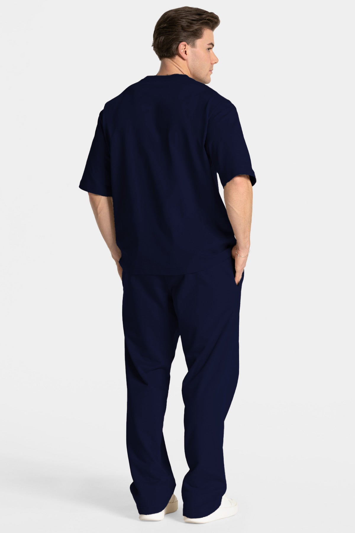 Erkek Kısa Kollu Basic Oversize Eşofman Takımı - Lacivert - 2