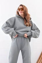 Kadın Esnek Rahat Kalıp Basic Model Sweatshirt - Gri - 1