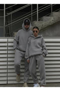Unisex 3 İ̇pli̇k Şardonlu Oversi̇ze Çi̇ftleri̇n Kullanimina Uygun (tekli̇) - GriMelanj - 1
