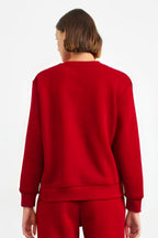Kadın Bisiklet Yaka 3 İ̇plik Sweatshirt - Kırmızı - 3