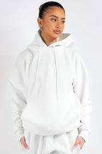 Kapuşonlu 3 İplik Sweatshirt - Beyaz - 3