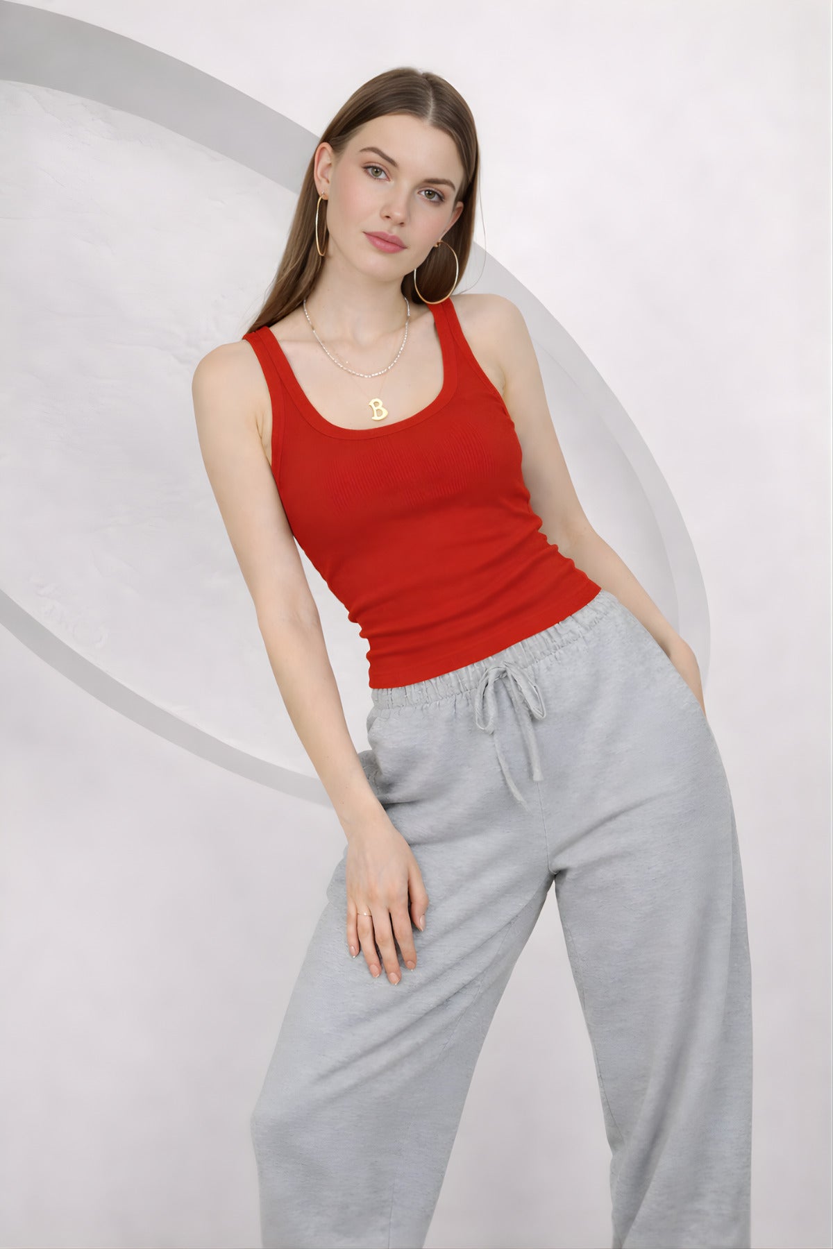 Kadin Fi̇ti̇lli̇ Kalin Askili Esnek Body Atlet - Kırmızı - 2